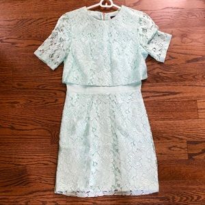 TOPSHOP Mint Green Lace Mini Dress